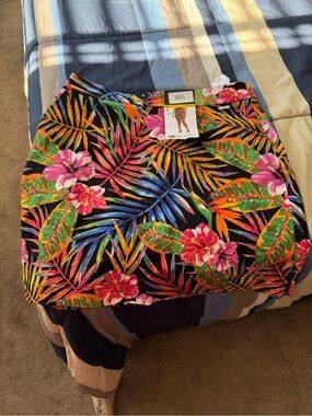 Tropical Floral Women’s Skort - Black with Multicolor Print